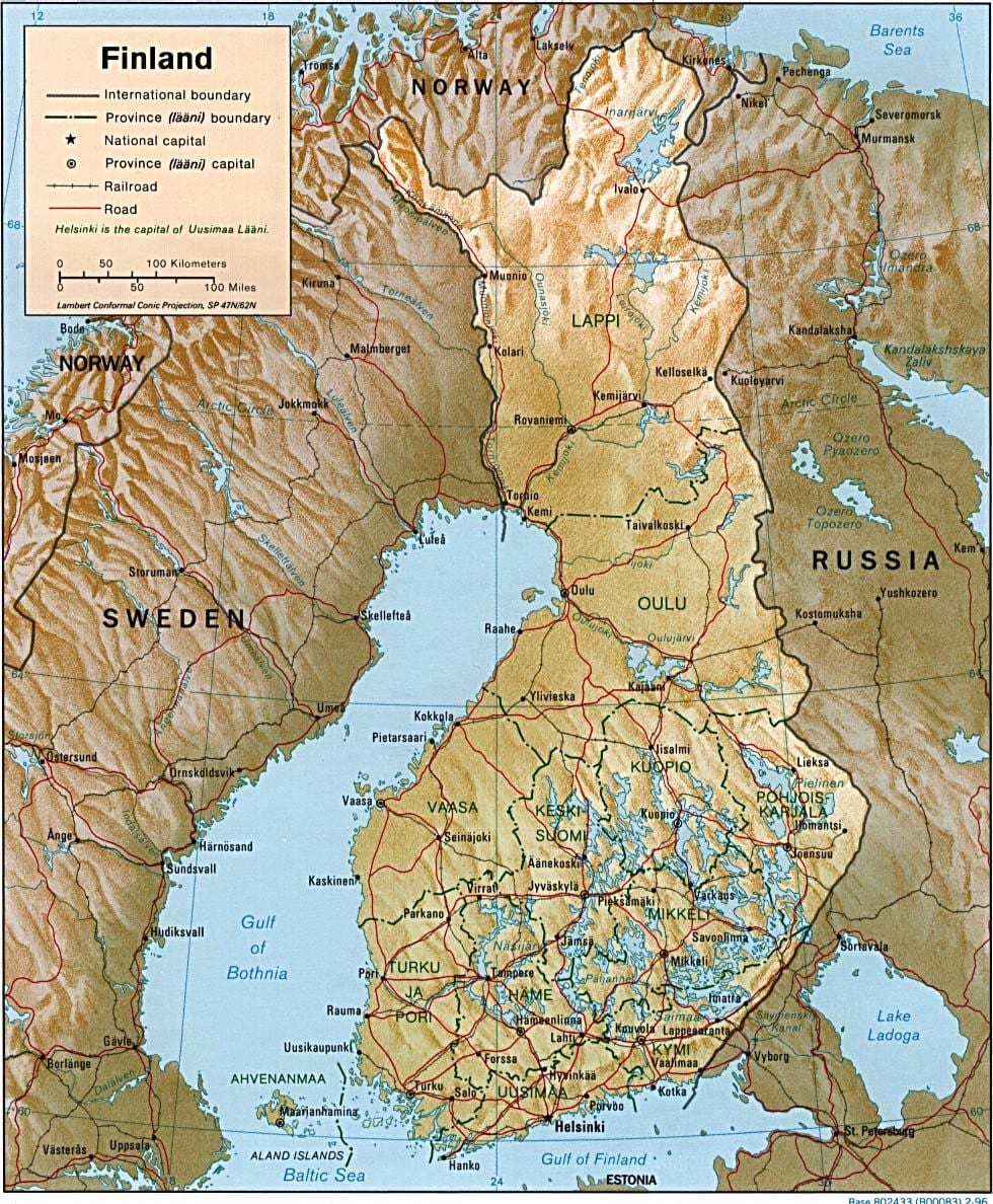რუკა ფინეთი ტოპოგრაფიული