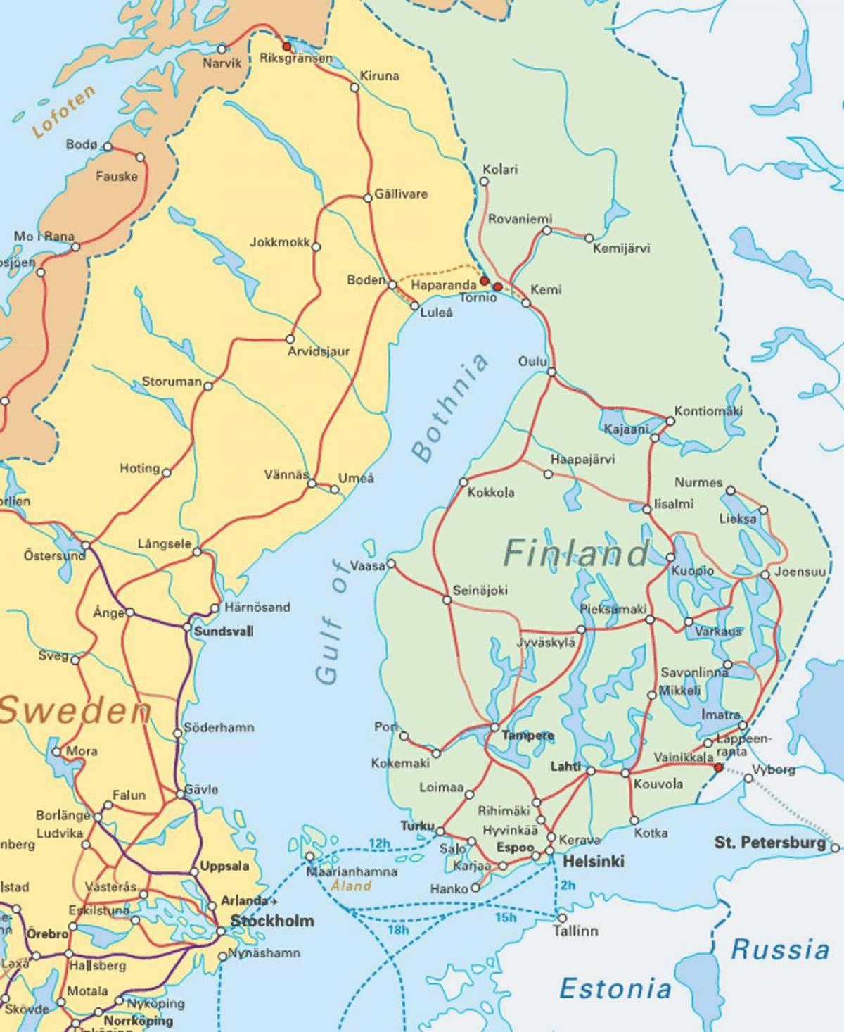 ფინეთის მატარებელი რუკა